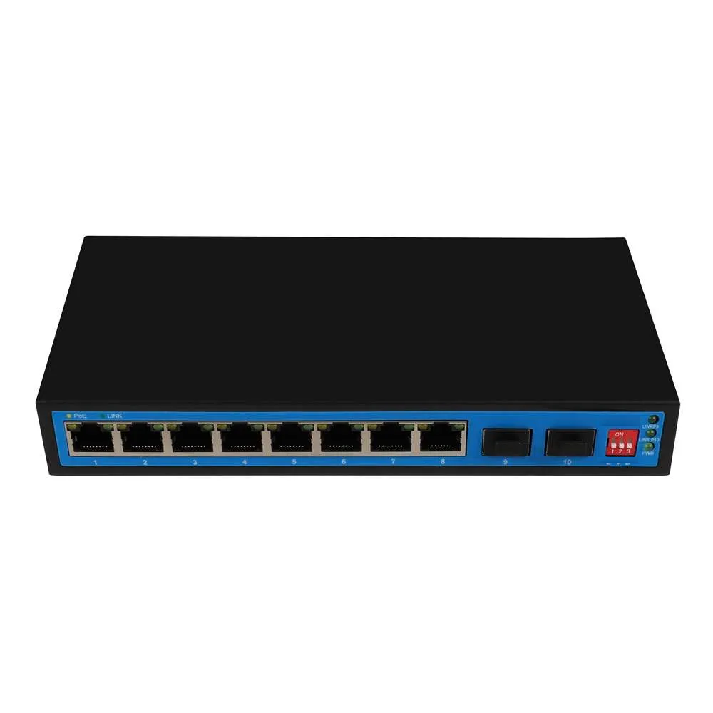 10 Ports Full Giga PoE Switch with 2*Giga SFP